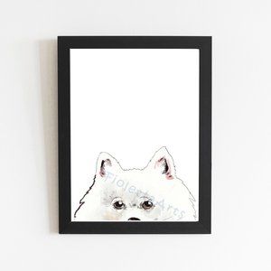 American Eskimo Dog Breed Keep a Boo Print, Big White American Dog Watercolor
